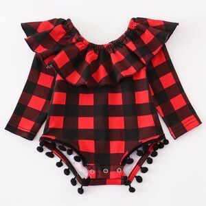 Red and Black Plaid Kids One Piece